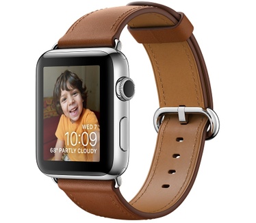 Apple Watch Series 2 (Leren bandje, klassieke gesp, 38mm) Zilver (Bruin)