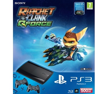 Sony PlayStation 3 Slim (2012) 500GB + Ratchet & Clank Qforce + extra controller + 30 dagen PS Plus Zwart