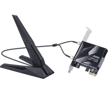 MSI Herald BE9400 PCIe WiFi 7 tri-band kaart voor desktopcomputer, Bluetooth 5.4, 6 GHz, MLO, 320 MHz, 5,8 GB/s