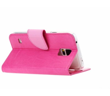 Luxe Lederen Bookcase hoesje voor de Samsung Galaxy S5 - Roze (Samsung Galaxy S5) Roze