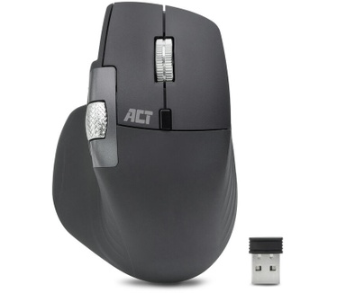 ACT Draadloze multi-connect muis Bluetooth en USB ontvanger, oplaadbaar, 4800 DPI met stille klik, snel scrolwiel en duimscrolwiel, gemaakt van gerecyclede materialen AC5147