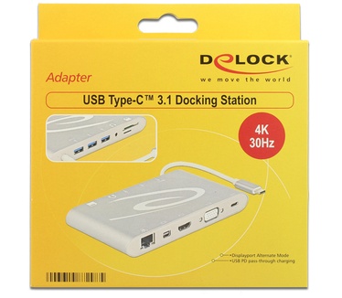Delock USB-C Docking Station 4K 30Hz Zilver