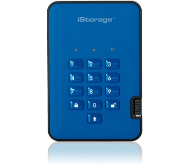 iStorage diskAshur2 256-bit 1TB USB 3.1 secure encrypted solid-state drive - Blue IS-DA2-256-SSD-1000-BE