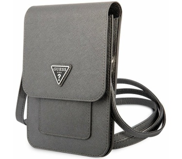 Guess Saffiano Triangle Logo Heuptas met Riem (tot 7 Inch) Grijs Grijs