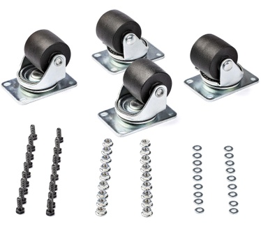 Startech.com Stevige Zwenkwielen voor Server Racks/Serverkasten/Patchkasten Set van 4 Universele M6 5cm Wielen Vervangings Zwenkwielen (45x75mm) voor 4 Post Racks Staal/Plastic