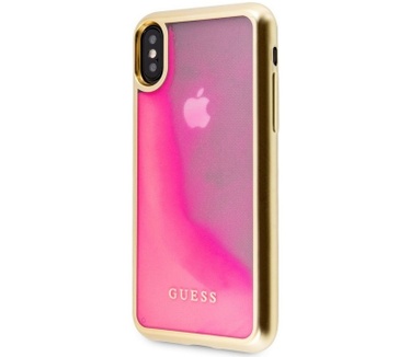 Guess Liquid Glow in the Dark Hard Case iPhone X/XS (5.8") - Roze  Roze