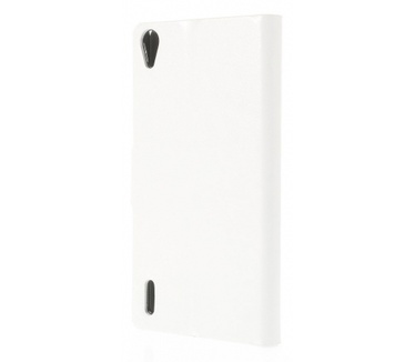 Kees Lederlook Portemonnee Hoesje Huawei Ascend P7 - Wit