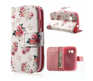 qMust Samsung Galaxy Young 2 Wallet Case met stand (Flowers)