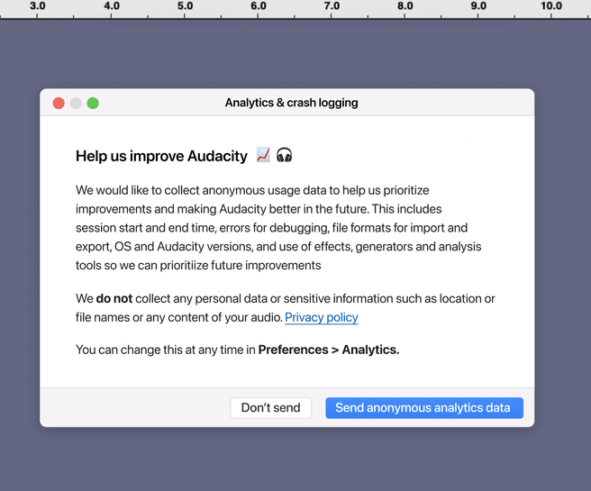 Telemetrie Audacity