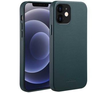 Accezz MagSafe Leather Backcover iPhone 12 (Pro) - Donkergroen
