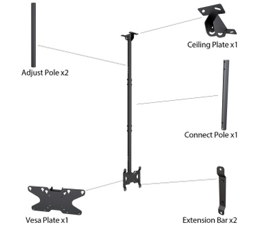 Multibrackets M Public Ceilingmount Small Single Black 1500