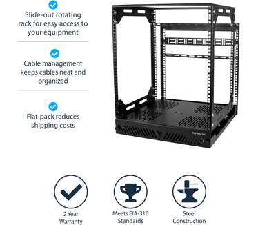 Startech.com 12U uitschuifbaar server rack roteerbaar open frame serverkast