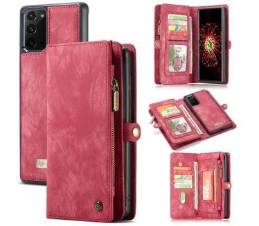 Caseme Samsung Galaxy Note 20 Luxe Leren Portemonnee Hoesje Rood