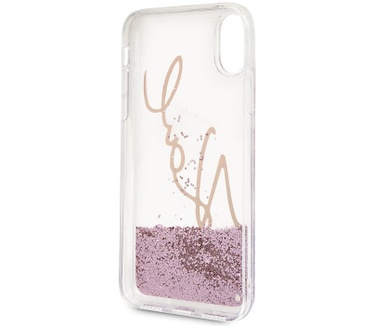 Guess Karl Lagerfeld Liquid Glitter Case - iPhone X (5.8") - Roségoud  Rosé Goud