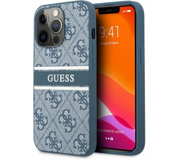 Guess 4G Printed Stripe Back Case iPhone 13 Pro Max (6.7") Blauw Blauw