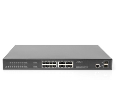 Digitus 16-Port Gigabit PoE Switch, 19 Zoll, Managed, 2 Uplinks