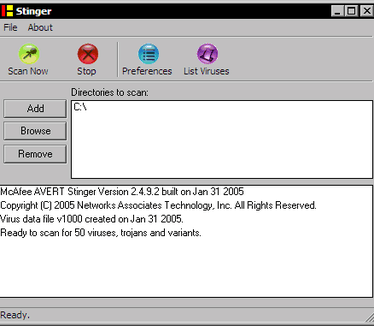 McAfee Stinger 2.4.9.2 screenshot