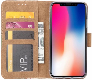 Rozen print lederen Bookcase hoesje voor de Apple iPhone X - Roze (Apple iPhone X) Roze
