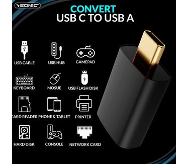 Ysonic YSONIC ECO USB C naar USB A Adapter Zwart