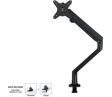 Newstar Full Motion Desk Mount (clamp & grommet) for 10-30" Monitor Screen, Height Adjustable (gas spring) - Black