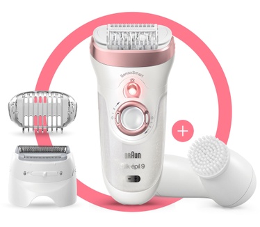 Braun Silk-épil 9 9-880 Epilator voor Vrouwen voor Langdurige Ontharing, Wit/Roségoud