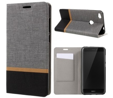 qMust Huawei P8 Lite (2017) Wallet Case - TPU frame - Striped Grey