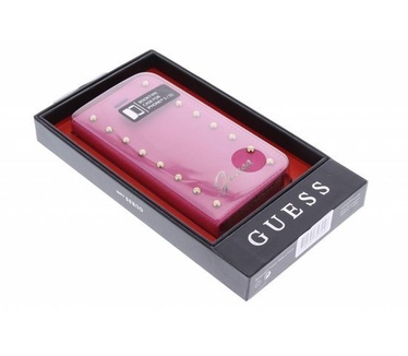 Guess GUFLBKP5SAP Offizielle Lizenz Studded Kollektion elegante SchutzhÃŒlle Booktype fÃŒr Apple iPhone 5/5S rosa Roze