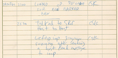 Log van eerste Arpanet-verbinding Log van eerste Arpanet-verbinding