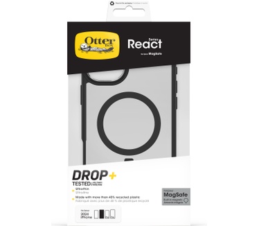 Otterbox React Series voor MagSafe voor iPhone 16 Plus, Black Crystal (iPhone 16 Plus) Transparant