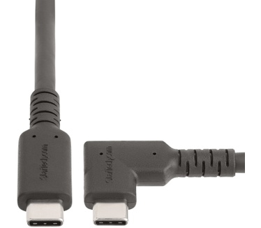 Startech.com 50cm Haakse USB-C Kabel, Rugged, USB 3.2 Gen 2 (10 Gbps), USB C naar C Data transfer Kabel met Rechte Hoek, 4K 60Hz DP Alt Mode, 100W Power Delivery, USB Type-C Kabel