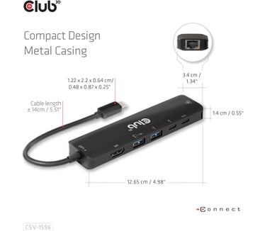 Club 3D USB Gen1 Type-C, 6-in-1 Hub