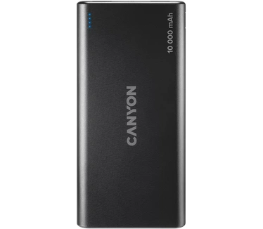 Canyon PB-108. Capaciteit van de accu/batterij: 10000 mAh, Batterijtechnologie: Lithium-Polymeer (LiPo). USB A-uitvoerpoorten: 2. Output current: 2,1 A. Kleur van het product: Zwart