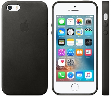 Apple iPhone 5/5S/SE Leren Hoesje Zwart Zwart