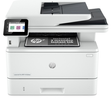 HP HP LaserJet Pro MFP 4102dwe printer, Zwart-wit, Printer voor Kleine en middelgrote ondernemingen, Printen, kopiëren, scannen, Printen via USB-poort aan voorzijde; Dual-band Wi-Fi; Scannen naar e-mail; Dubbelzijdig printen; Dubbelzijdig scannen; Automat