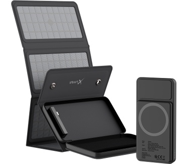 XLayer Draadloze Powerbank 10.000mAh 15W Zwart met Zonnepaneel