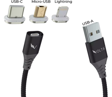 VOLTA 2.0 + 3 tips, 2m, 3A Zwart