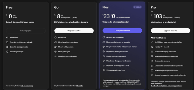 ChatGPT-abonnementen