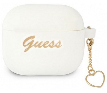 Guess Silicone Heart Charm Case voor Apple Airpods 3 - Wit