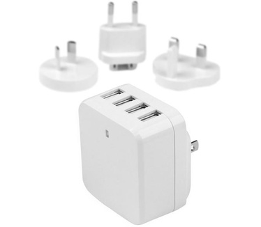 Startech.com 4-Poorts USB lader internationale reislader 34W/6.8A wit