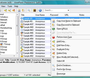 KeePass Password Safe screenshot (410 pix)