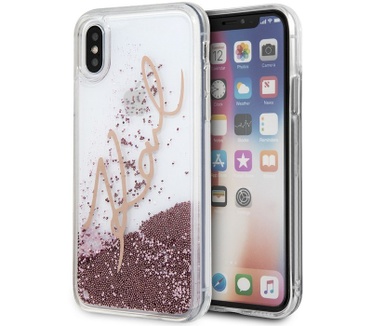 Guess Karl Lagerfeld Liquid Glitter Case - iPhone X (5.8") - Roségoud  Rosé Goud