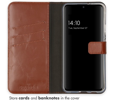 Selencia Echt Lederen Bookcase Samsung Galaxy S22 Plus - Lichtbruin