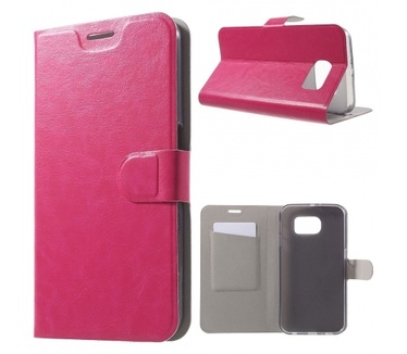 Kees Lederlook Portemonnee Hoesje Samsung Galaxy S7 - Roze