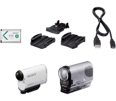 Sony AS200V Action Cam met Wi-Fi en GPS + waterdichte hoes Wit