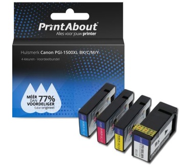 PrintAbout Huismerk Canon PGI-1500XL BK/C/M/Y Inktcartridge 4-kleuren Voordeelbundel Hoge capaciteit