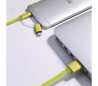 Remax Aurora USB naar Micro USB en Lightning Kabel - Groen (1m)