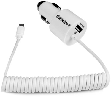 Startech.com 2-poorts autolader met Micro USB-kabel en USB-poort wit