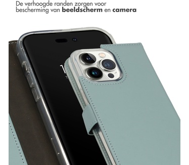 Selencia Echt Lederen Bookcase iPhone 14 Pro Max - Air Blue