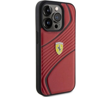 Ferrari Twist Metal Logo Back Case iPhone 15 Pro Max (6.7") Rood Rood