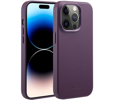 Accezz MagSafe Leather Backcover iPhone 14 Pro - Paars